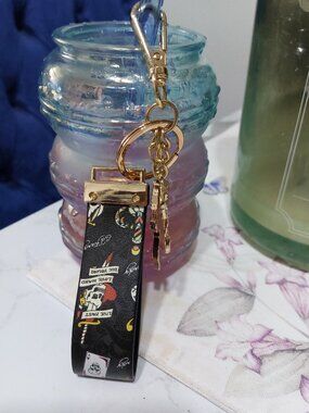 Ed Hardy Keychain Purse Bag Charm Gold Elements Keyring Charm